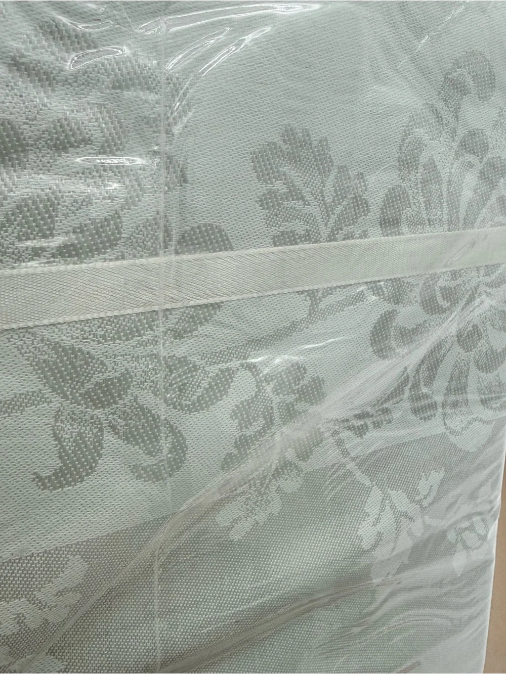 Vintage Imp Damask Tablecloth & Napkin Set - Aqua - Floral Design - NEW IN BOX